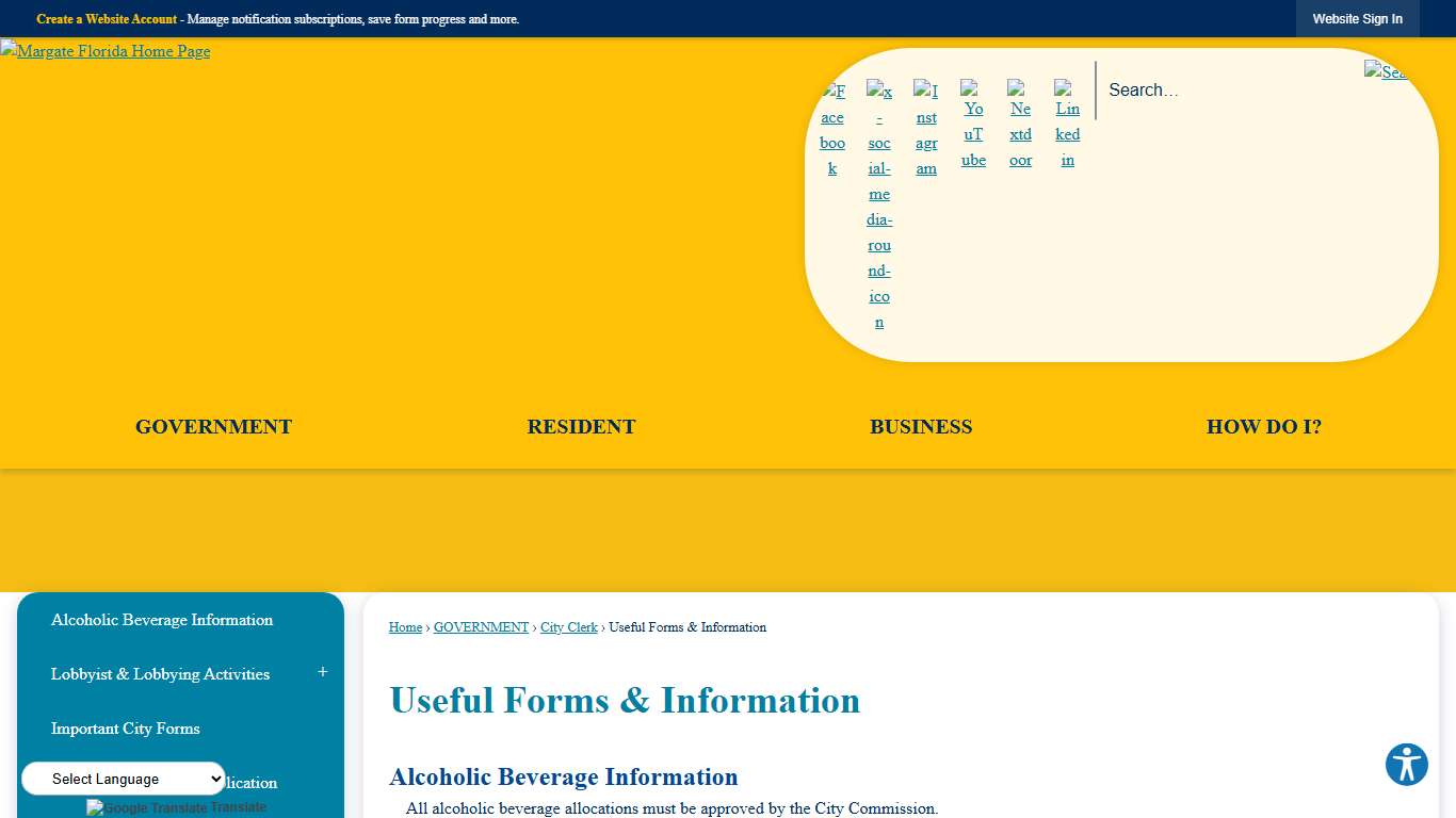 Useful Forms & Information | Margate, FL